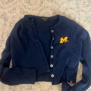 Blue Cardigan with Yellow Logo